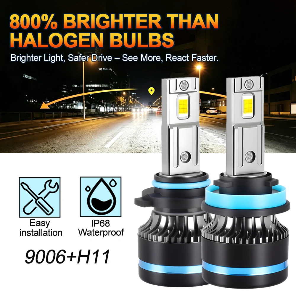 

9006 H11 Car Led Lamp No Copper Tube Led Lights DC12V For Car Led Headlight Bulb 3570 Chips 6500K Auto Car Mini CANBUS Headlamp