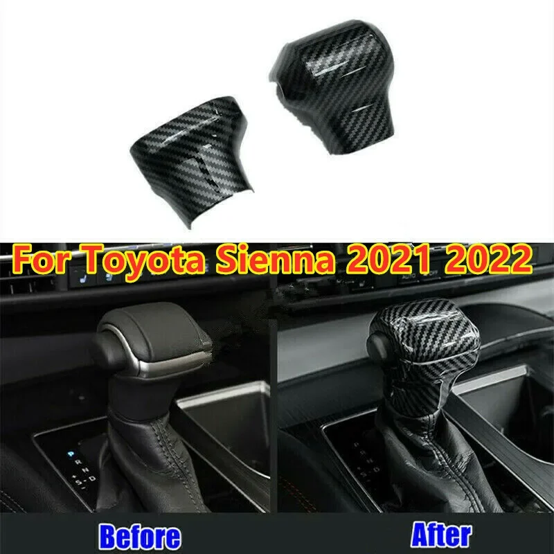 For Toyota Sienna 2021 2022 Carbon Fiber Inner Gear Shift Knob Cover Trim 2Pcs
