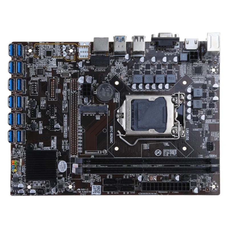 

B250C BTC Miner Материнская плата LGA 1151 CPU PCI-E Слот для видеокарты для Eth Btc