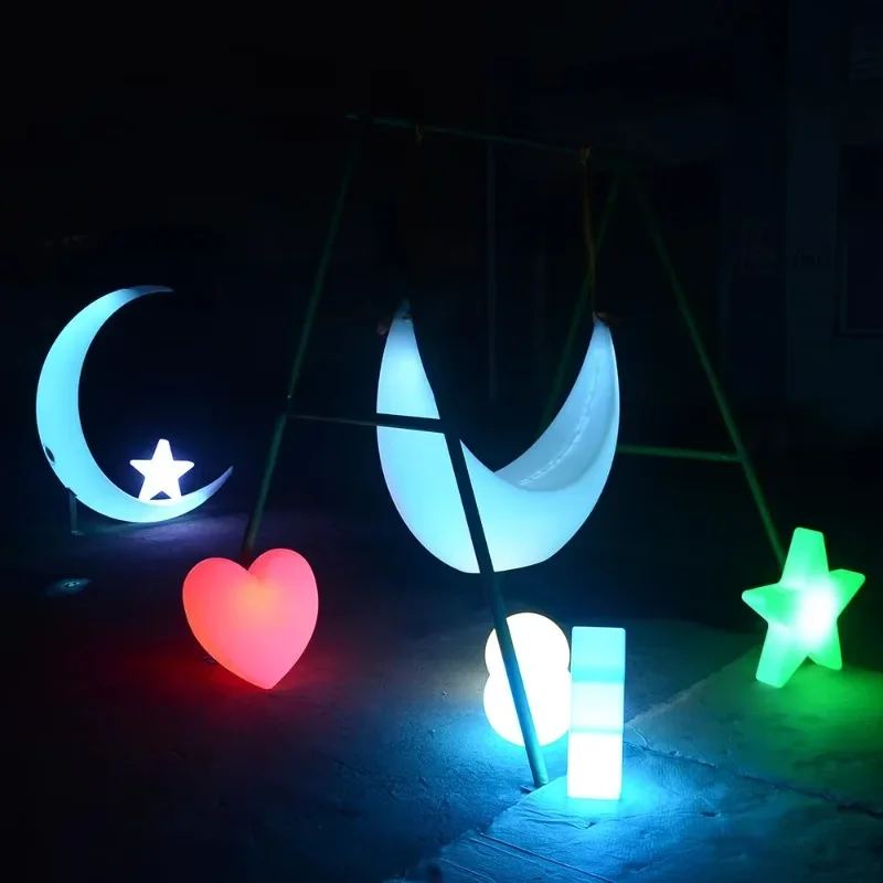 Swing led Chair twinkle star Shaped stool Courtyard Balcony Garden Indoor Outdoor Furniture  Hanging moon 