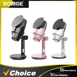 RGB Gaming Microphone Desktop USB Type C Dual Model Condenser Multi Function Gaming Mic For PC Computer Laptop Video Recording