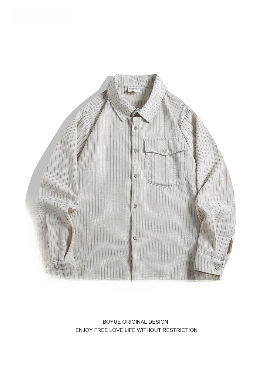 

Boyue Long Sve Casual irt Commute Sle Striped College Faion Men's Women's Simple Artistic Button up irt