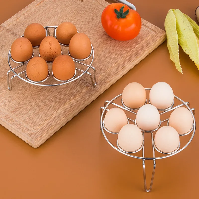 Stainless Steel Egg Steamer Household Boiled Egg Tray Kitchen Utensils Three-legged Waterproof Steaming Rack Egg Storage Rack