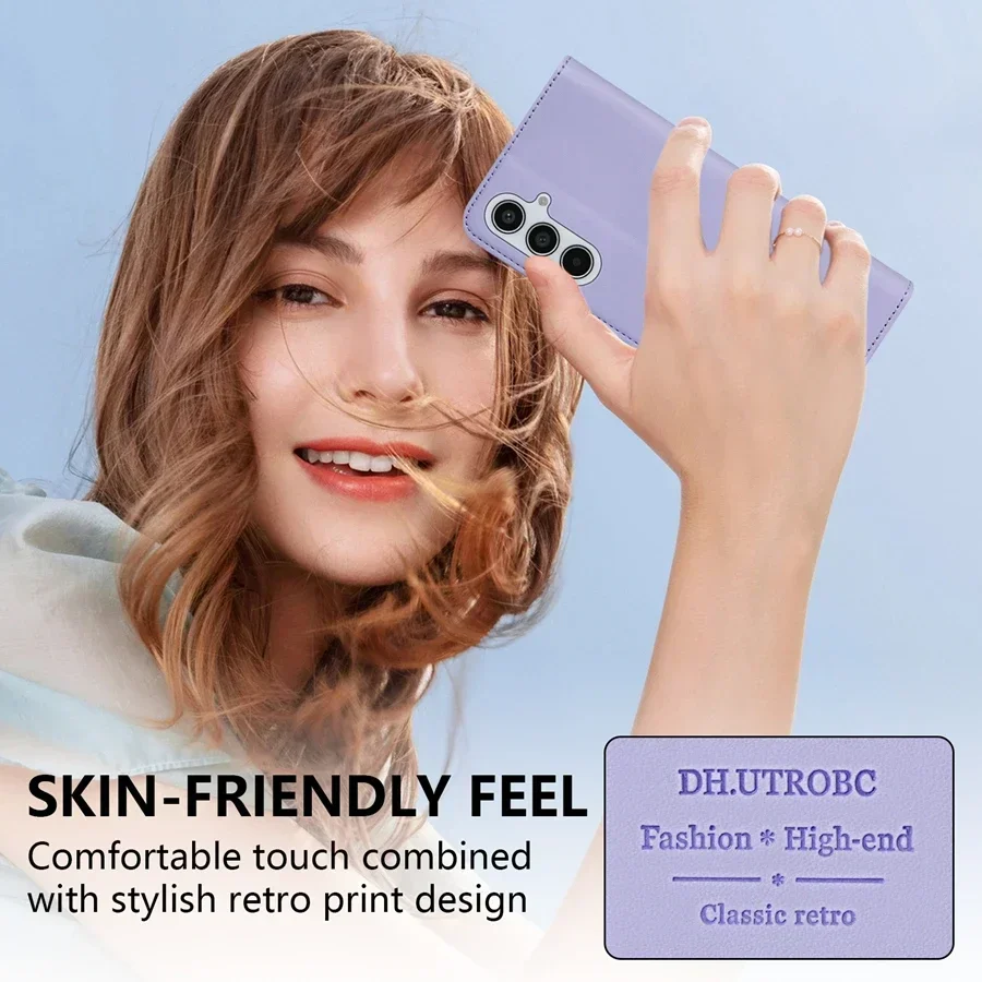 Wallet Skin friendly Strong Magnetic Card Slot Flip Leather Case For Samsung Galaxy A05s A06 A13 A14 A15 A16 A34 A35 A53 A54 A55 image 6