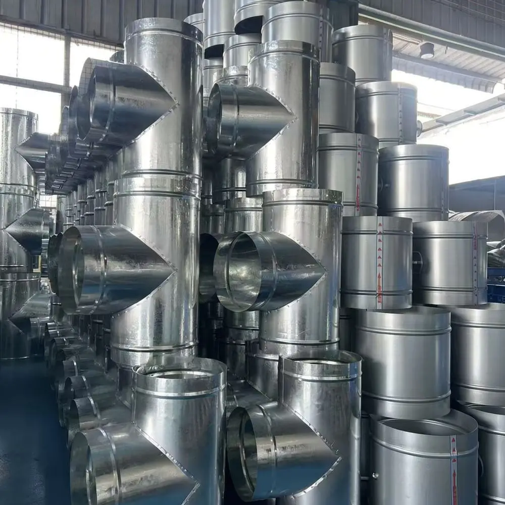 Premium Galvanized Steel Duct Fitting Y Type T Shape Connector HVAC Exhaust System Air Flow Splitter Component