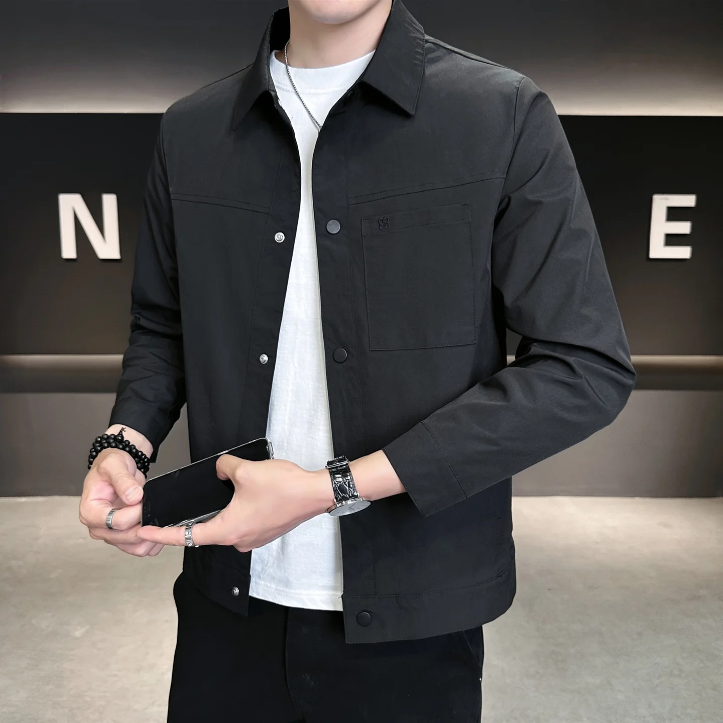 Casual Fashionable Men's Jacket Spring Autumn Stylish Korean Version All-Match Coat Smart Men's Wear Standard Fit Long Sleeve