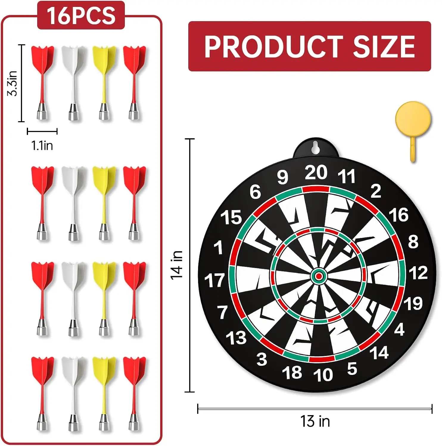 Magnetic Dart Board - ลูกดอก 16psc - เกมปาร์ตี้ในร่มกลางแจ้งของขวัญของเล่นสําหรับเด็กผู้หญิงอายุ 3-12 ปี