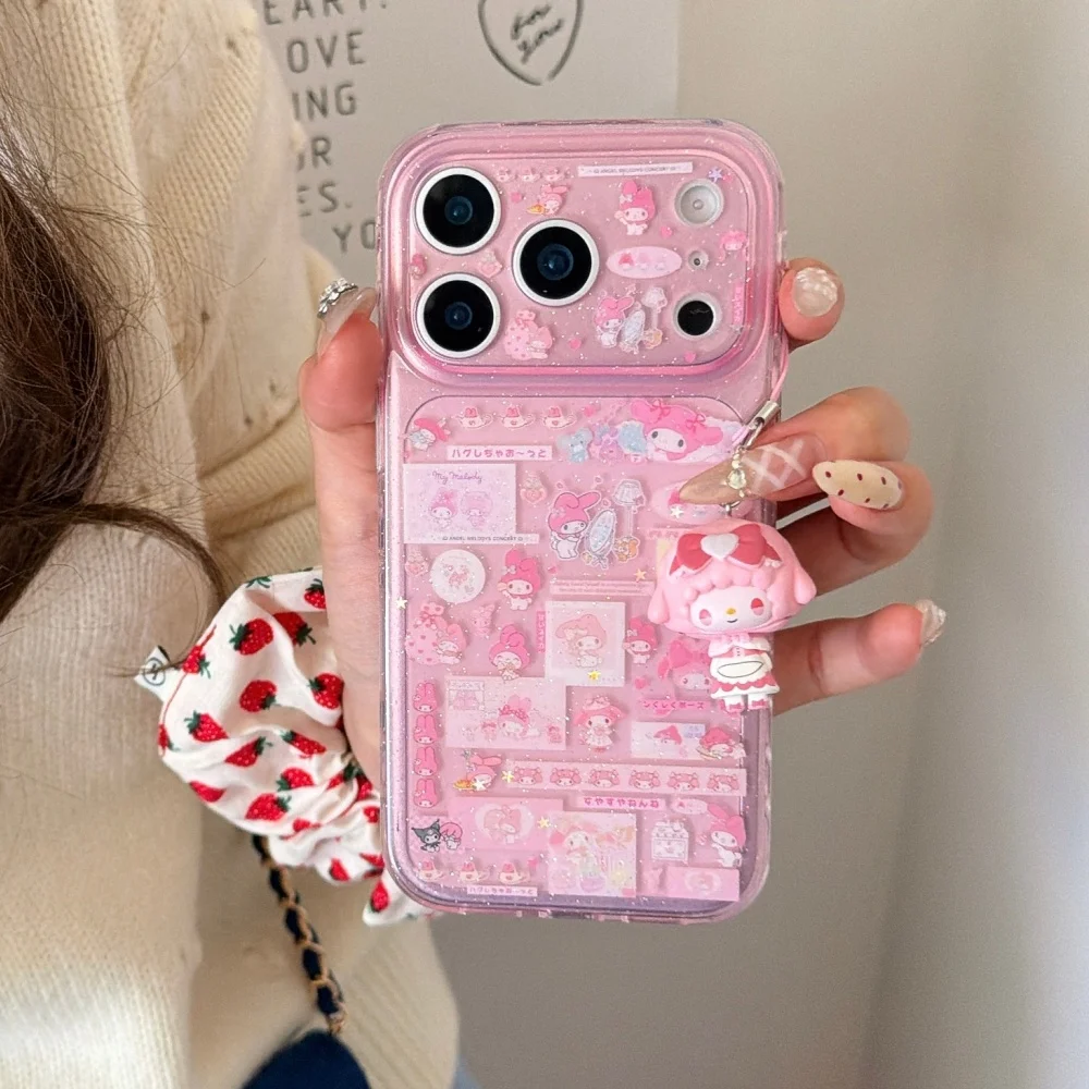 Luxury Double Layer Collage Melody Hot Sale Phone Case For iPhone 17 Pro 15 Pro 14 16 Pro Max Shockproof Protective Cute Cover