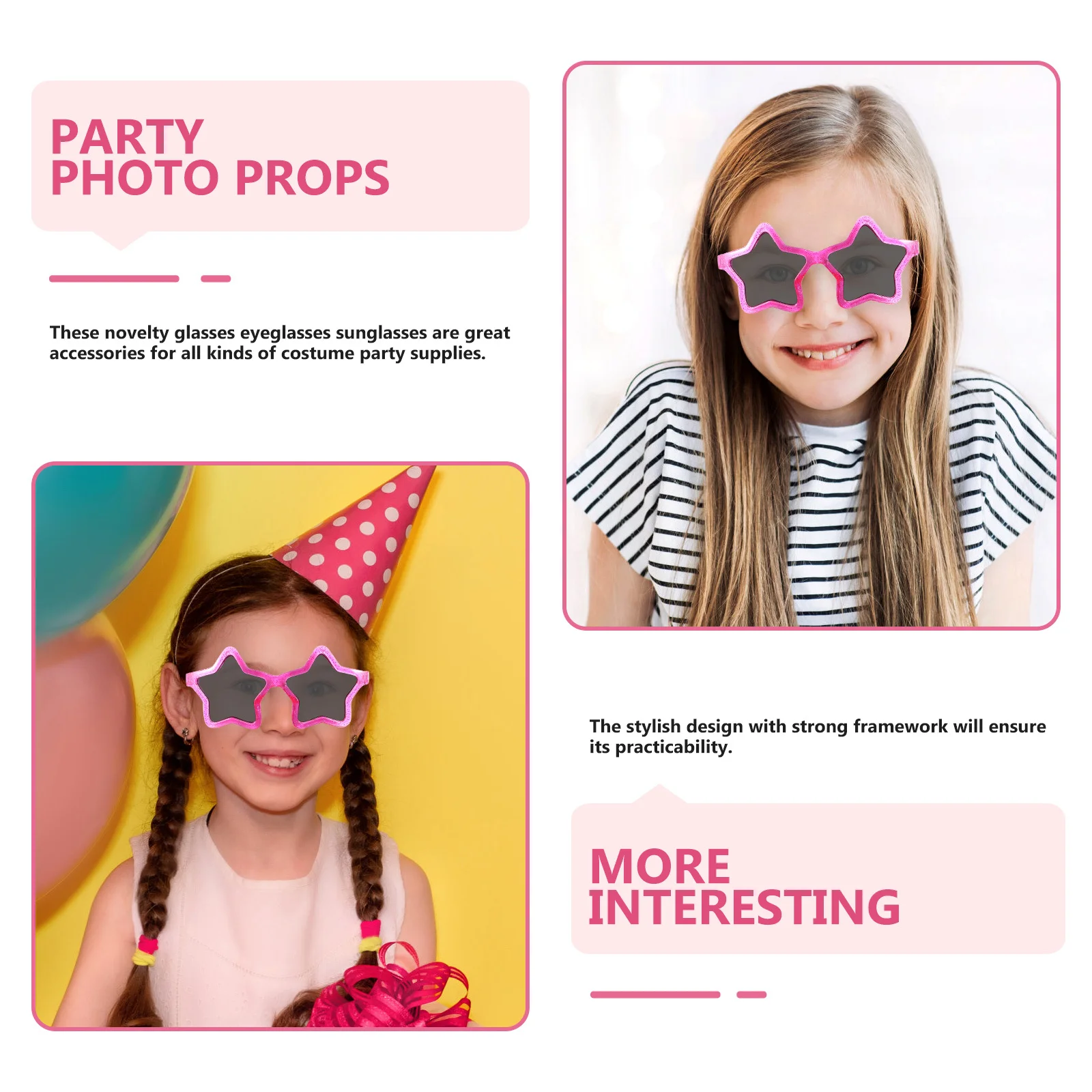 

Five-Pointed Stars Sunglasses Mini Rose Red Metal Frame Lightweight Party Costume Cosplay Halloween Accessories For Women Men