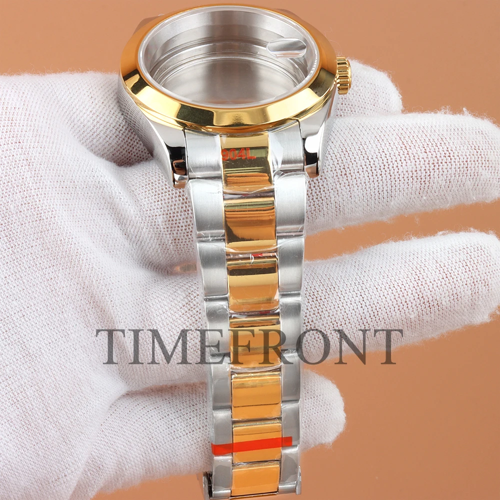 Gold/Rose Gold Silver 36mm/39mm Flat Edge Watch Case Stainless Steel Fit NH35 NH36 Movement Jubilee/Oyster Strap Watch Parts