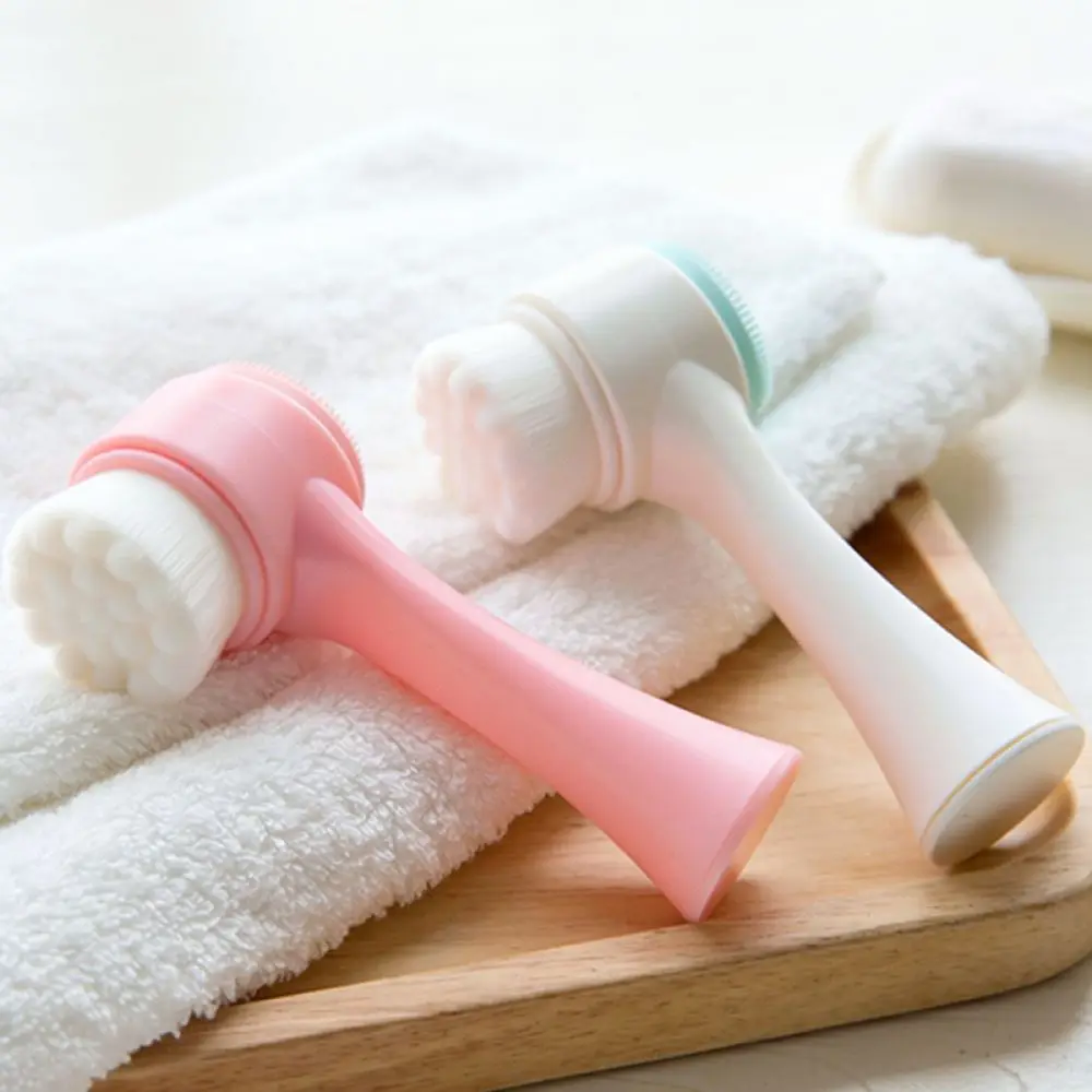 Soft Silicone Face Cleansing Brush Manual Double Sided Scrubber Pore Exfoliation Massage Tool For Daily Facial Skin Care