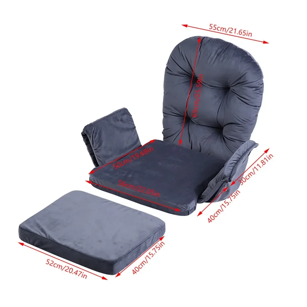 Soft Velvet Cotton Chair Cushion Stool Pad Set Warm Cover for Home Office Gray Color