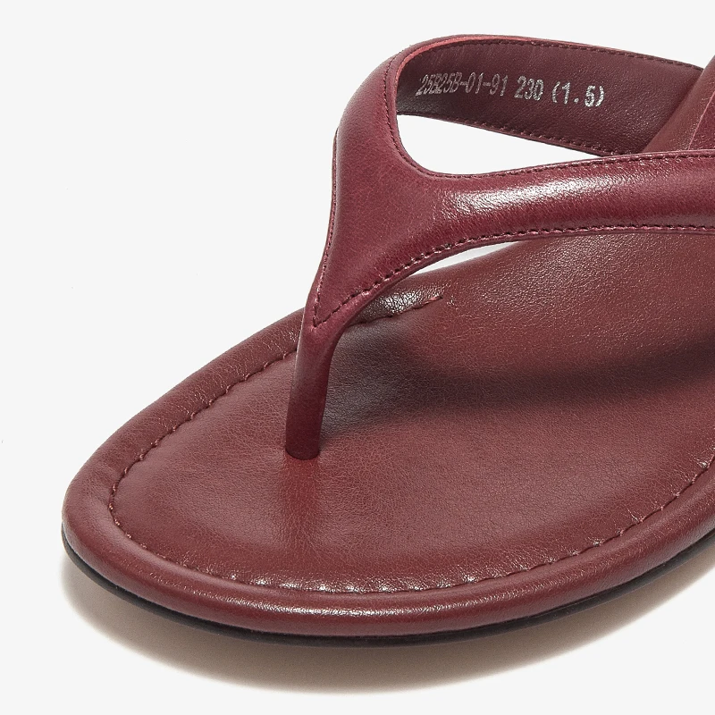 Women’s Sheepskin Leather T-Strap Flip Flop Sandals, Open Toe