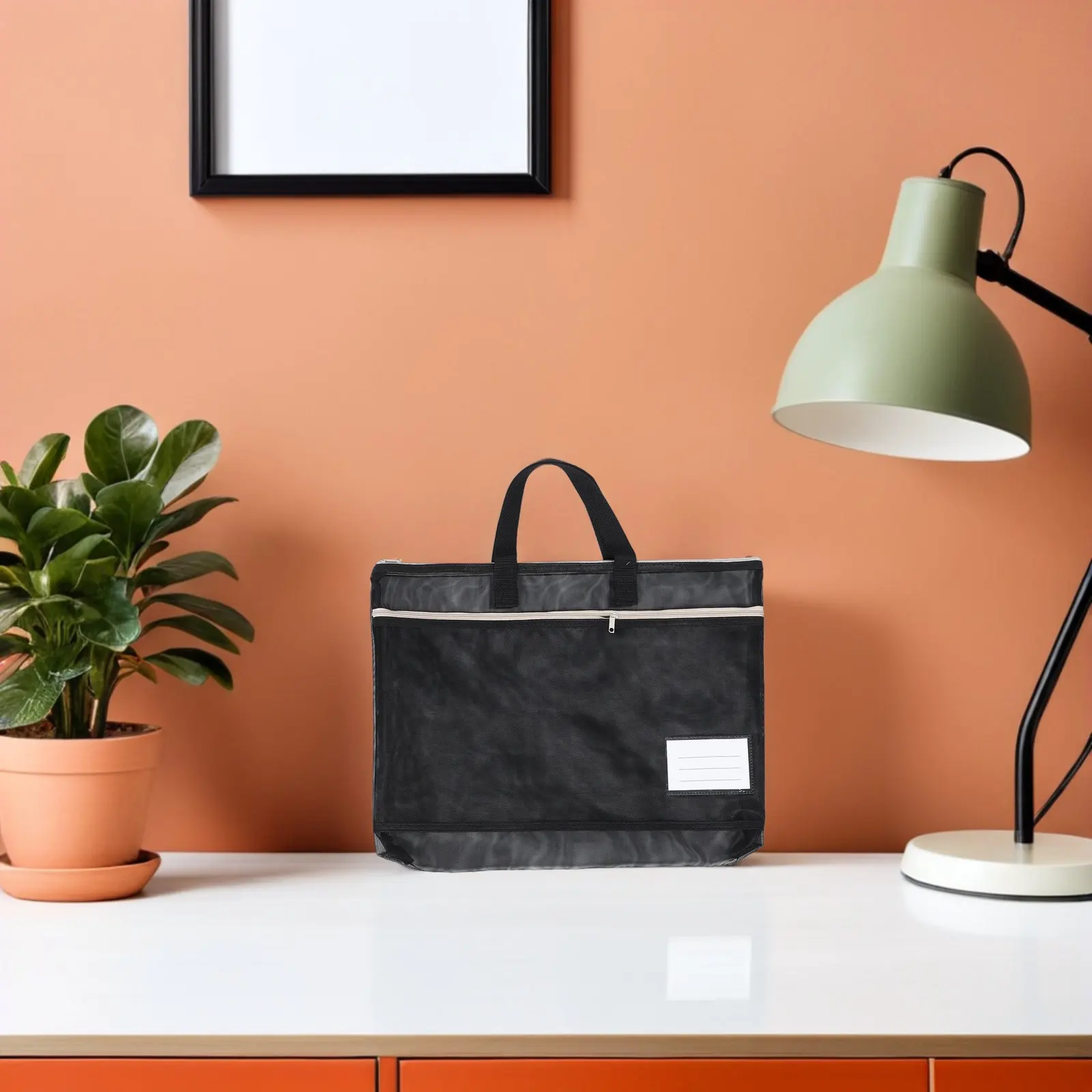 

2Pcs A3 Nylon Zipper Document Bag Large Capacity Portfolio with Handle Mesh Organizer Travel Office and Art Storage