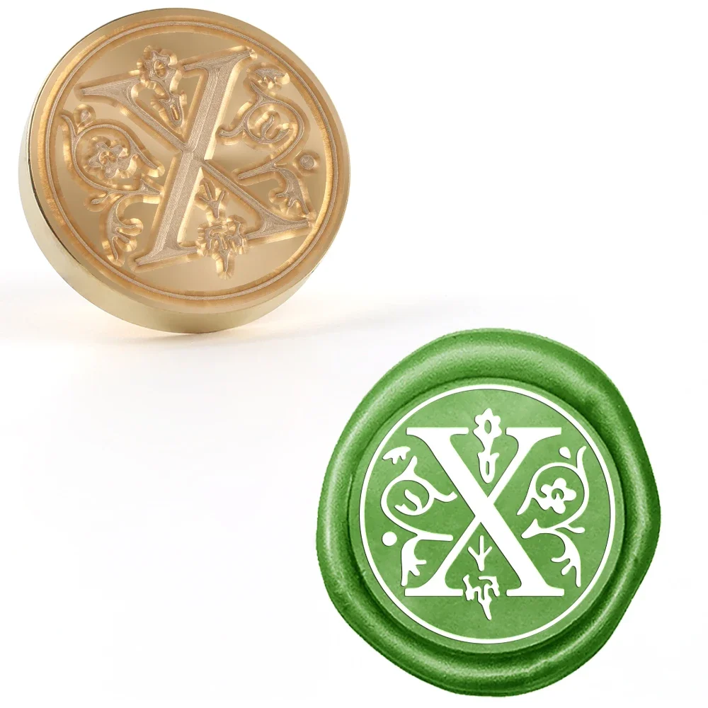 Medieval Initial Alphabet Sealing Wax Stamp Brass Head Wooden Handle for Thanksgiving Card Envelope Gift Wrap Wedding Invitation