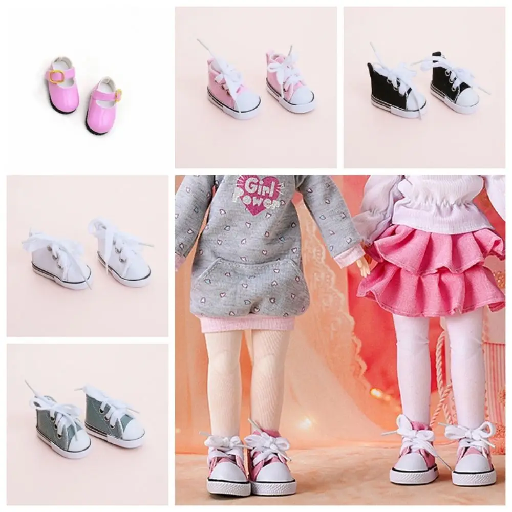 1 Pair 5.5cm Length Doll Canvas Shoes Mini Plimsolls 1/6 Scale Mini Sneakers High Top Colorful Mini Casual Shoes