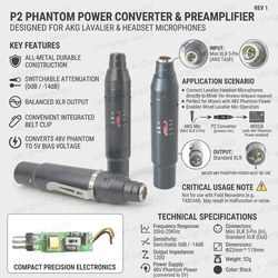 Optional Sensitivity 48V Phantom Power Adapter XLR 3Pin For Shure 4Pin AKG 3Pin Musical Instrument Lavalier Headset Microphone