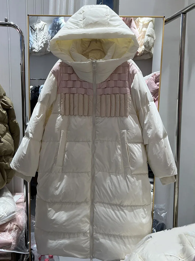 Nuovo piumino rosa con cappuccio per donna piumino corto per pane addensare caldo femminile imbottito di piume parka soprabito da neve