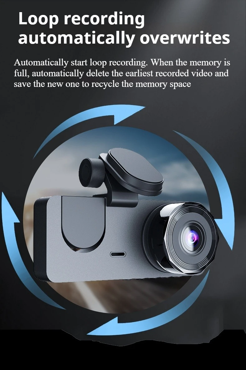 Three-lens Dash Cam for Cars Camera 720 480P Video Recorder Dashcam DVR Black Box DVR Infrared Night Vision with APP Connection view 6
