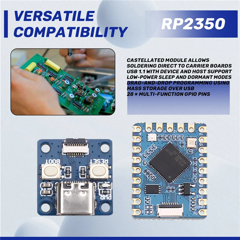 Carte de développement de microcontrôleur RP2350, pour Raspberry Pi Pico 2-N35R