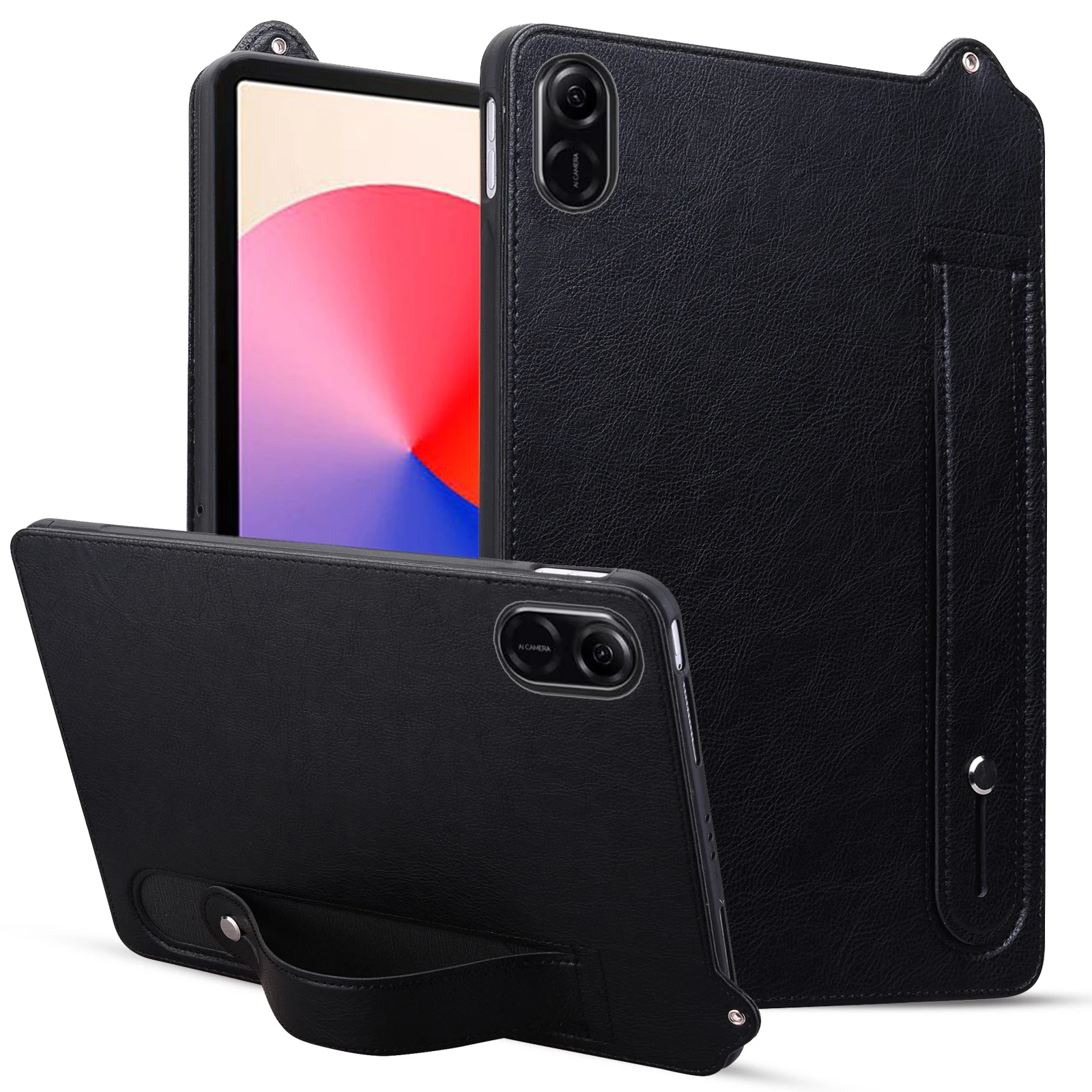 Funda protectora trasera de TPU + cuero para ordenador Honor Pad X8 Pro, funda protectora para tableta con soporte para correa de muñeca a prueba de golpes de 11,5 pulgadas