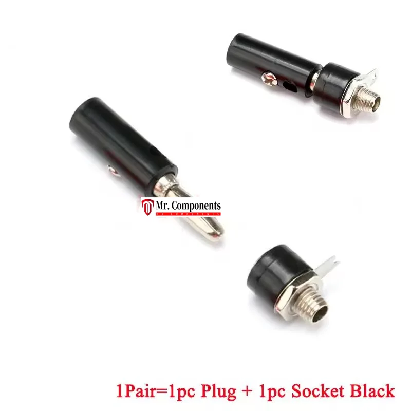 1Pair 4mm Banana Plug Male Female Banana Jack Panel Mount Banana Socket Terminal Connector Adapter Red Black for Amplifier New