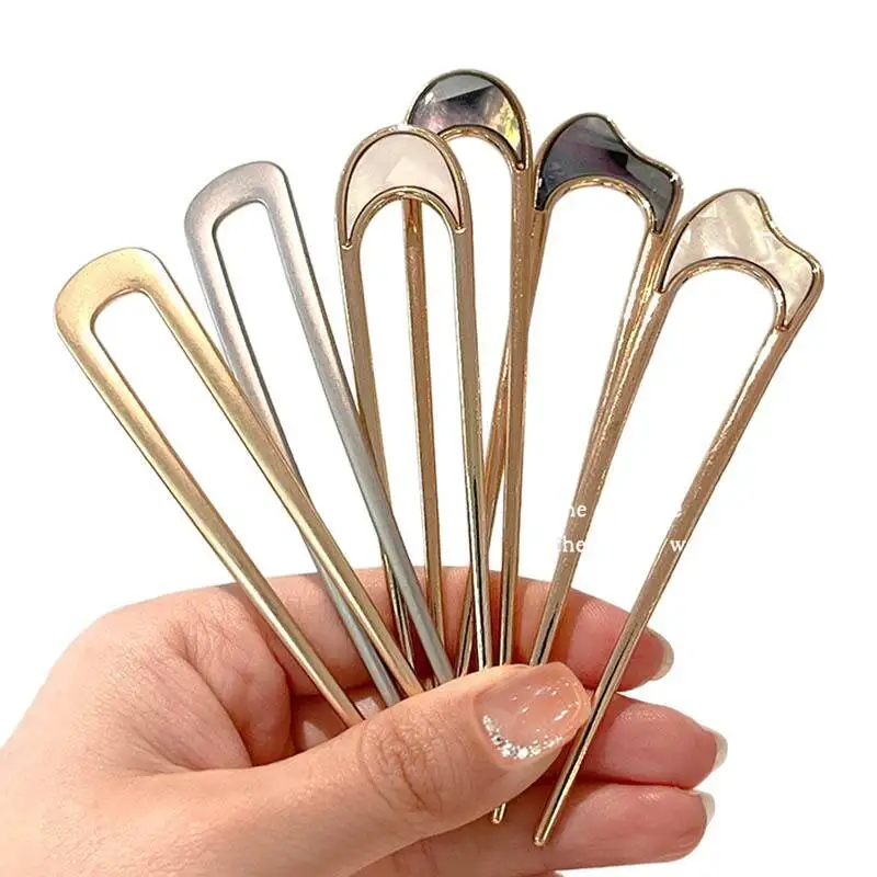U-Shaped Hair Fork Fashion Metal Gold Color Shell Hairpin Geometric Headwear Hair Sticks Women Girls Hair Accessories image 5