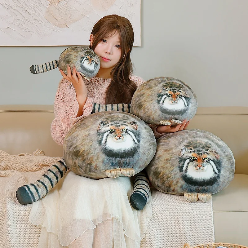 Simulation Pallas Cat Stuffed Plush Pillow Fluffy Wildlife Decompression Cushion Photography Prop Holiday Present