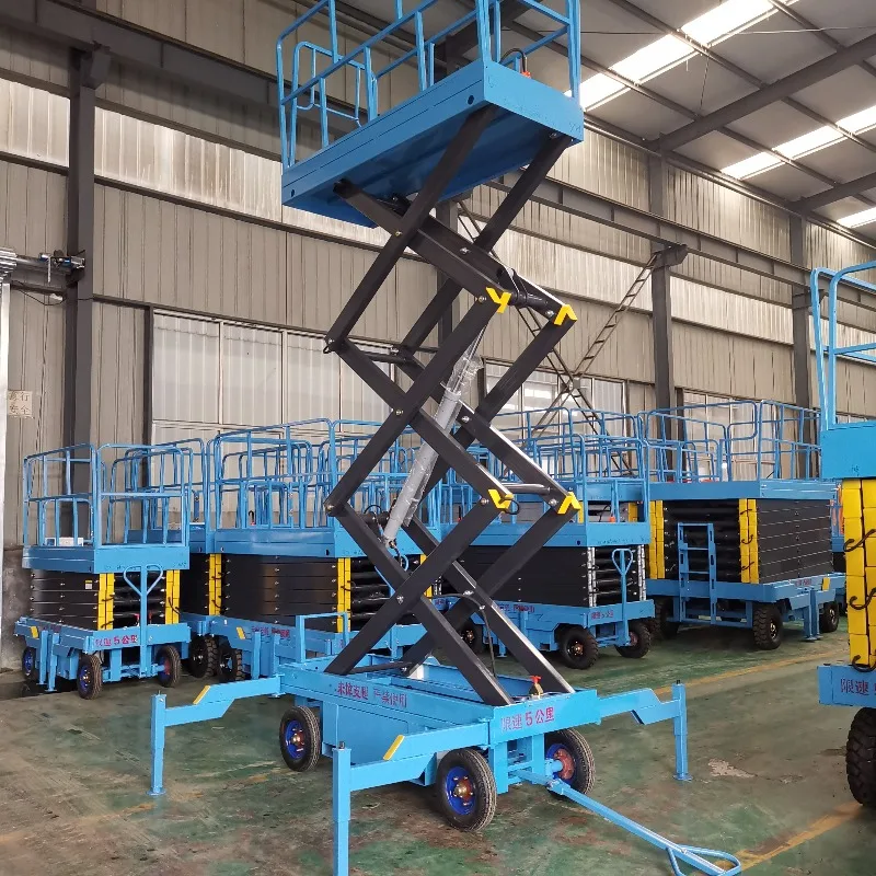500Kg 4-18m mini manual mobile scissor lift traction hydraulic lift telescopic platform