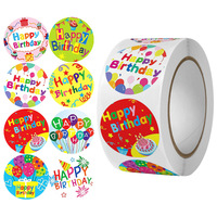 500Pcs Happy Birthday Stickers 8 Designs 2.5cm/1.0'' Diy Adorn Gifts for Daily Life's Beauty, Stationery Labels Tags