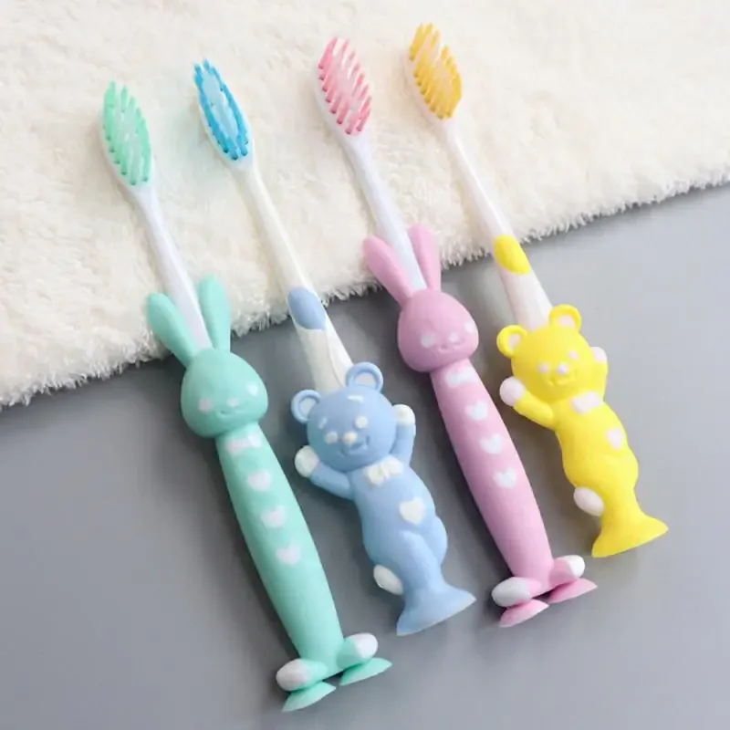 4Pcs/set Baby Toothbrush Cute Cartoon Toothbrush for Children Bamboo Charcoal Short Handle Children\'s Toothbrush Teeth Care