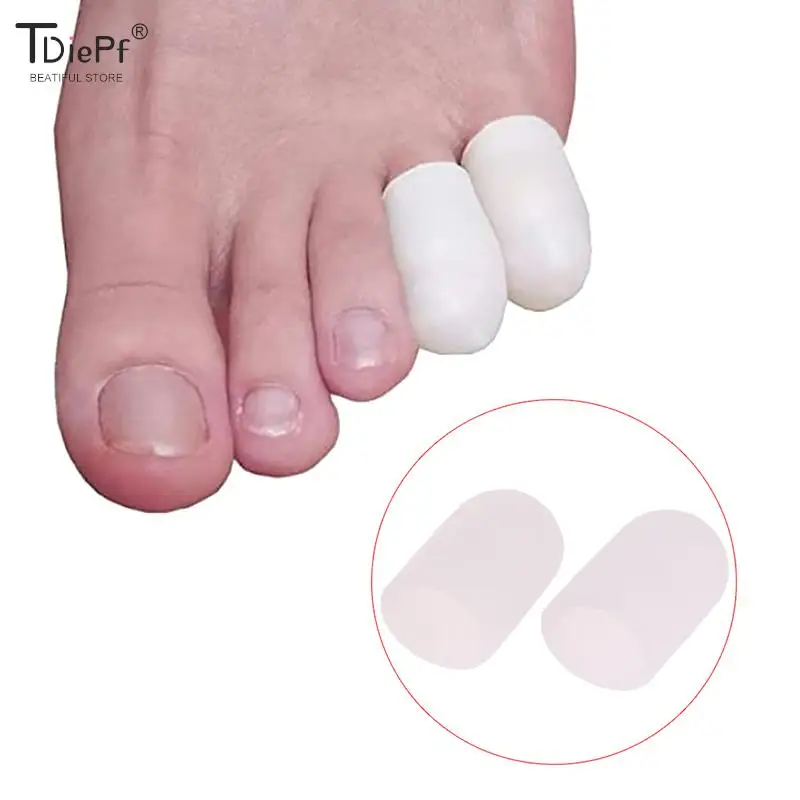 2Pc Silicone Gel Little Toe Tube Corns Blisters Corrector Pinkie Protector Gel Bunion Toe Finger Protection Gel Sleeve Foot Care