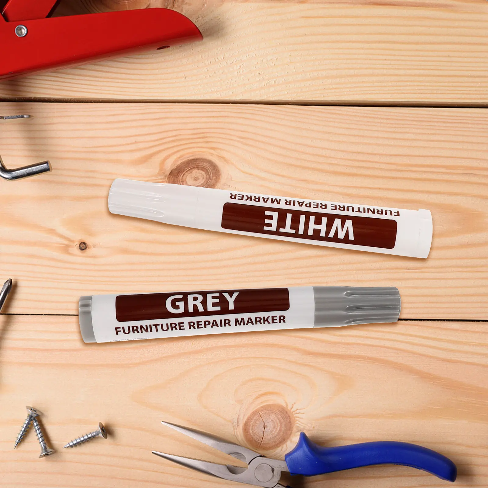 

8Pcs Wood Scratch Repair Pens Furniture Touch-Up Markers Fast Drying Wood Stains Kit Hardwood Floor Repair Supplies