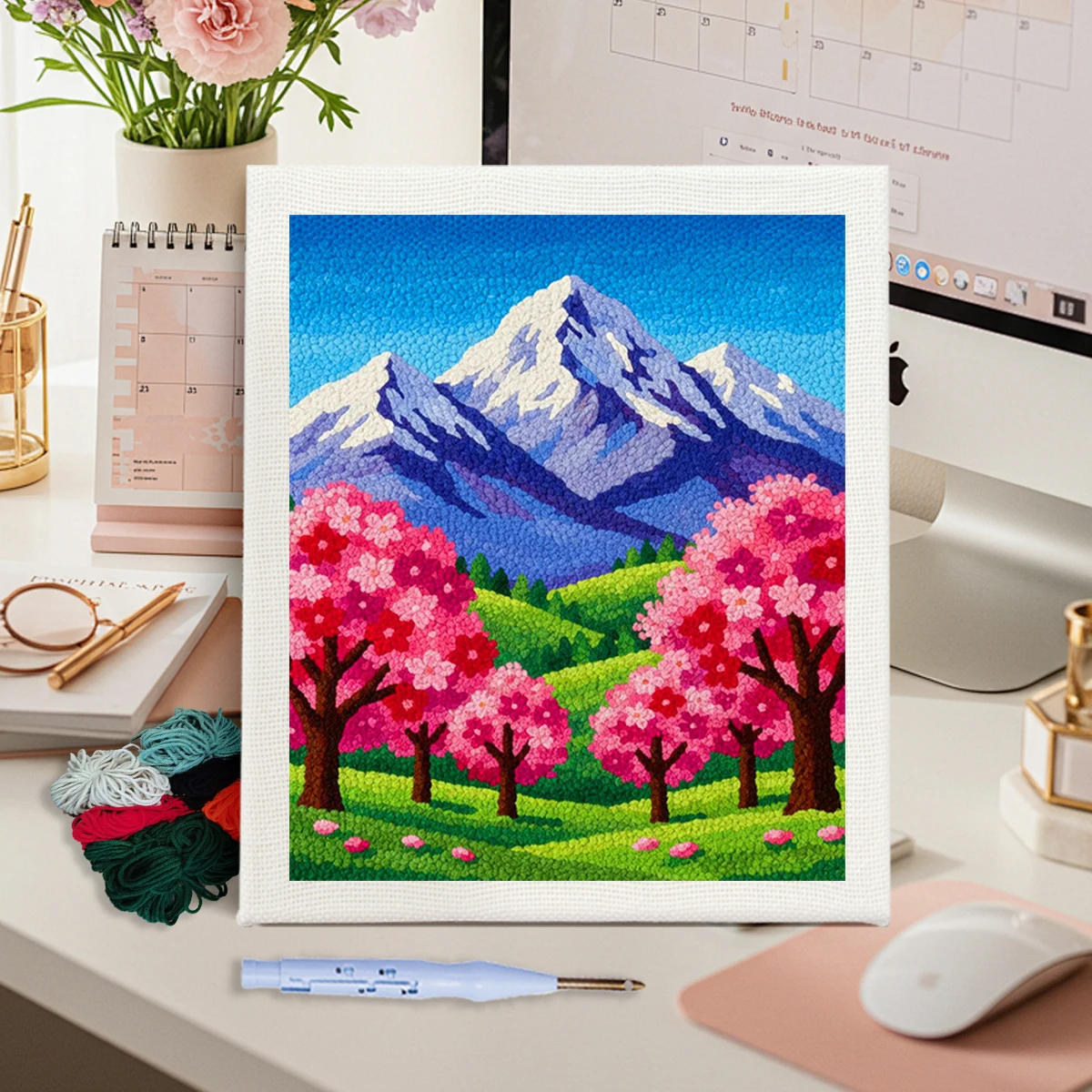 

GATYZTORY punch needle embroidery and creativity set Mountain scenery 25x30cm Embroidery frame crafts supplies adults Home Decor