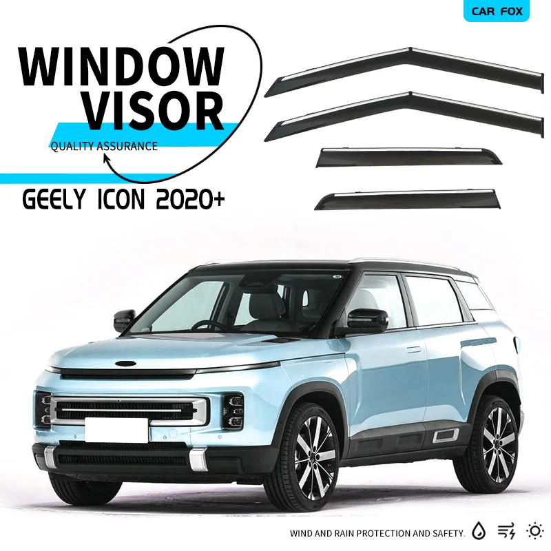 

For Geely ICON 2020-2024 Plastic Window Visor Vent Shades Sun Rain Deflector Guard For Geely ICON 2020-2024