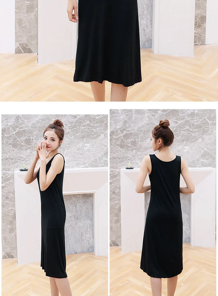 1 40 Momme Modal Sommer-Midikleid für Damen Ärmelloses Locker Sitzendes Tanktop-Kleid Lässiges Layering-Slip-Kleid – Detail 20