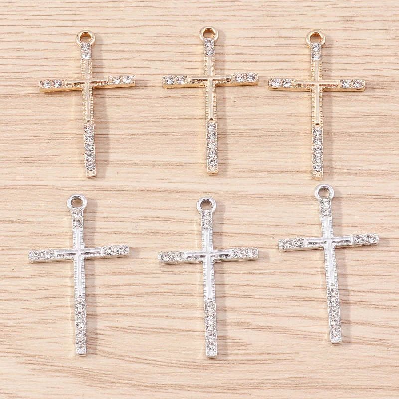 10 stücke 17x29mm Mode Kristall Kreuz Charms Anhänger für die Herstellung von DIY Tropfen Ohrringe Halsketten handgemachte Schlüssel anhänger Schmuck Ergebnisse – Detail 12