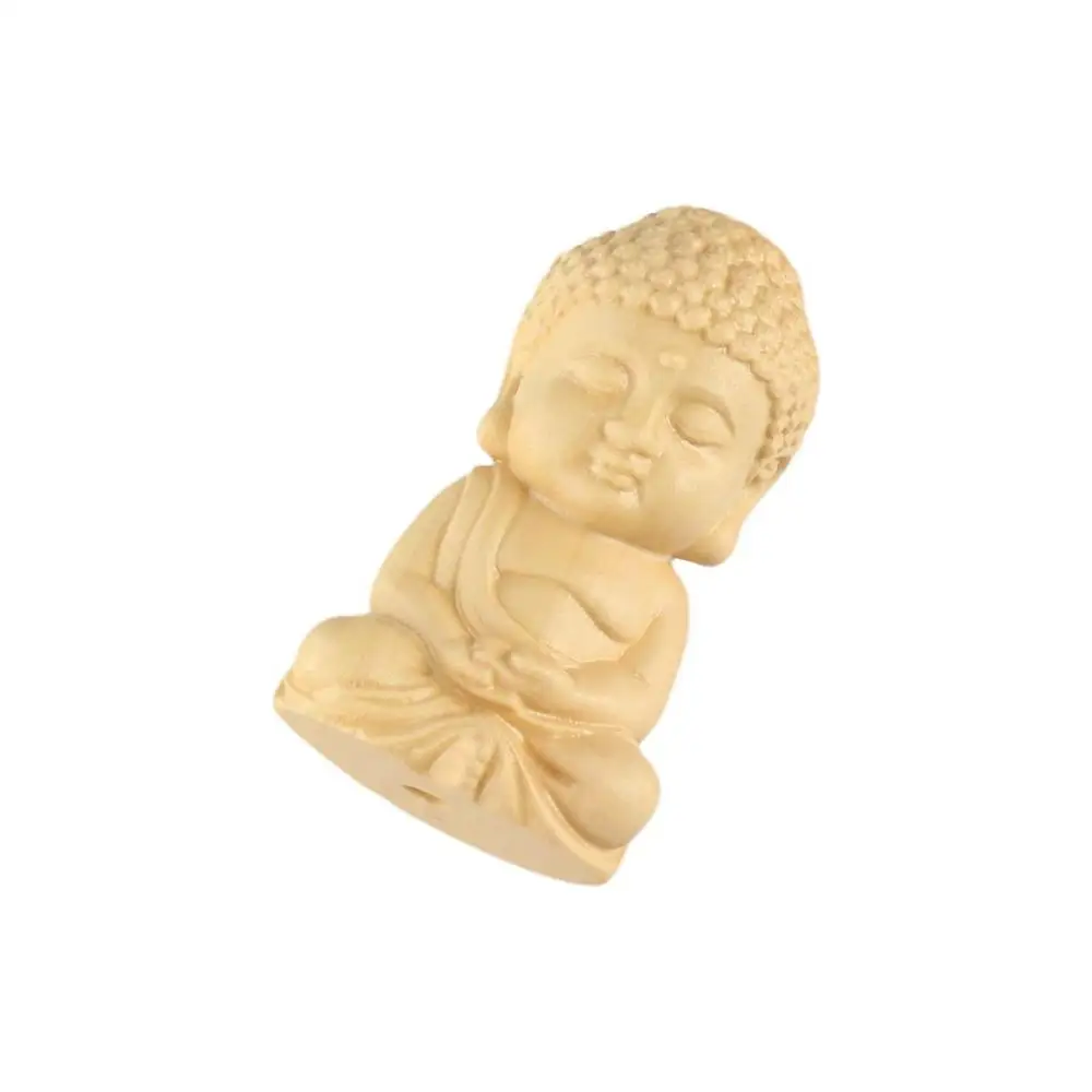 Handicraft Vintage Carved Small Buddha DIY cute Little Monk Figurines mini Boxwood Avalokitesvara Figurines Gifts