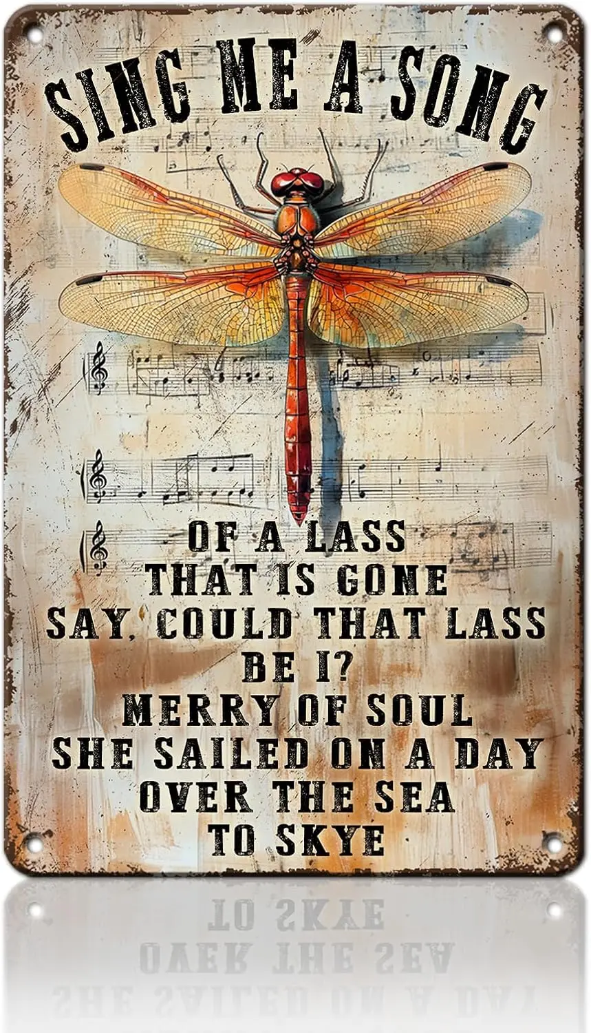 اليعسوب علامة اليعسوب حديقة ديكور يغني أغنية لوس الهبي خمر تين تسجيل اليعسوب جدار الفن معدن القصدير تسجيل Housewa #1