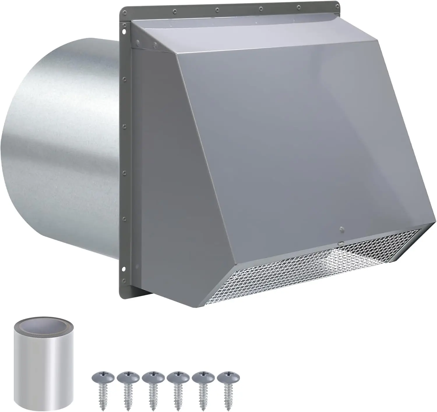

8-дюймовый настенный вентиляционный колпак с сеткой и заслонкой, оцинкованная стальная серая крышка для кухонной вытяжки, сушилки, воздуховодов ОВКВ