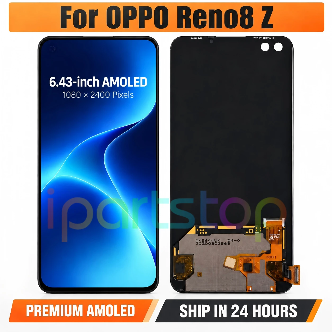 iParts Replacement New Display for Oppo Reno8 Z Reno 8Z 5G 6.43 inches AMOLED Touch Screen Digitizer Assembly OEM all Functions