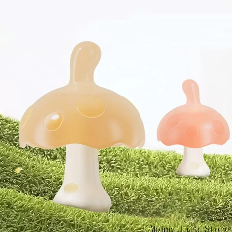 

Baby Teether Silicone Mushroom Design Soft Texture Soother for Infant Soothing and Teeth Relief