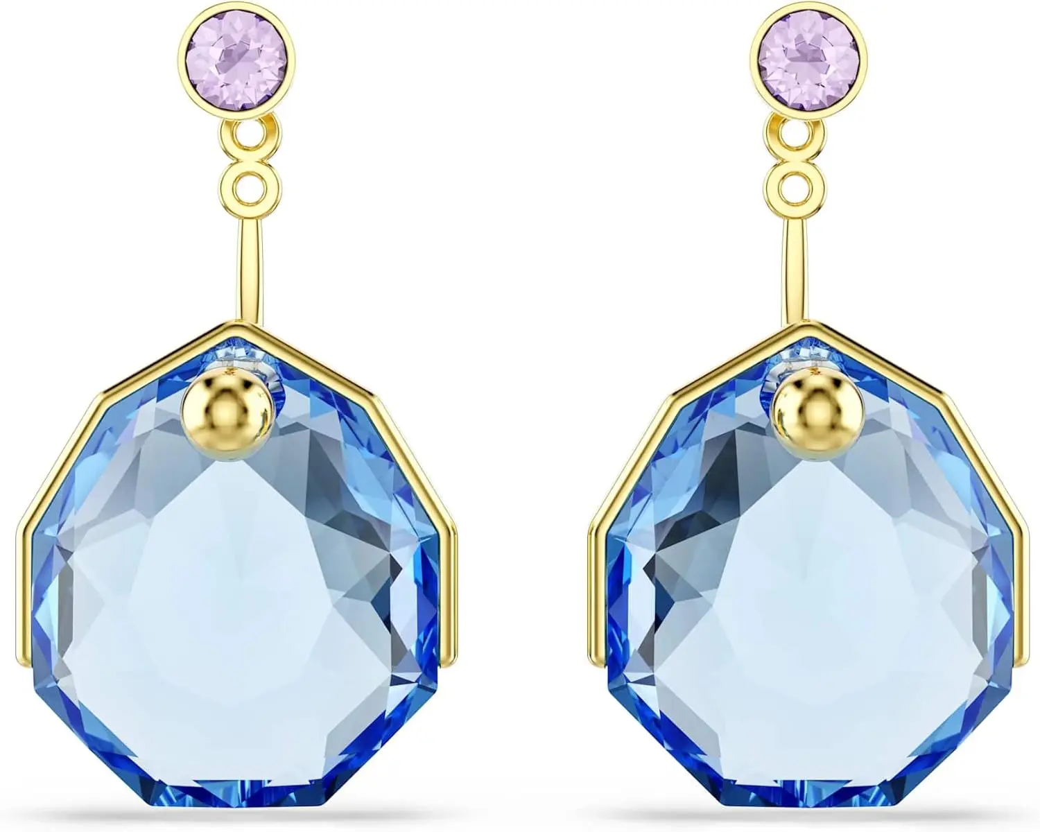 

Blue gold-plated earrings, elegant jewelry for women