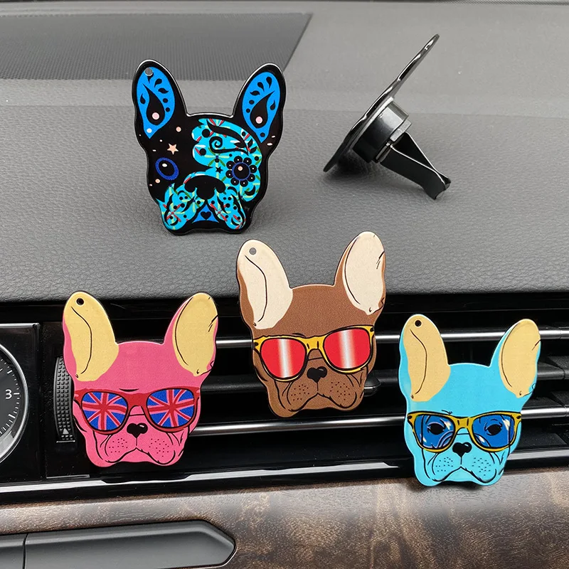 Car Ornament 5 Styles French Bulldog Auto Air Conditioner Outlet Decoration Dog Perfume Clip Air Freshener Car Tuyere Fragrance