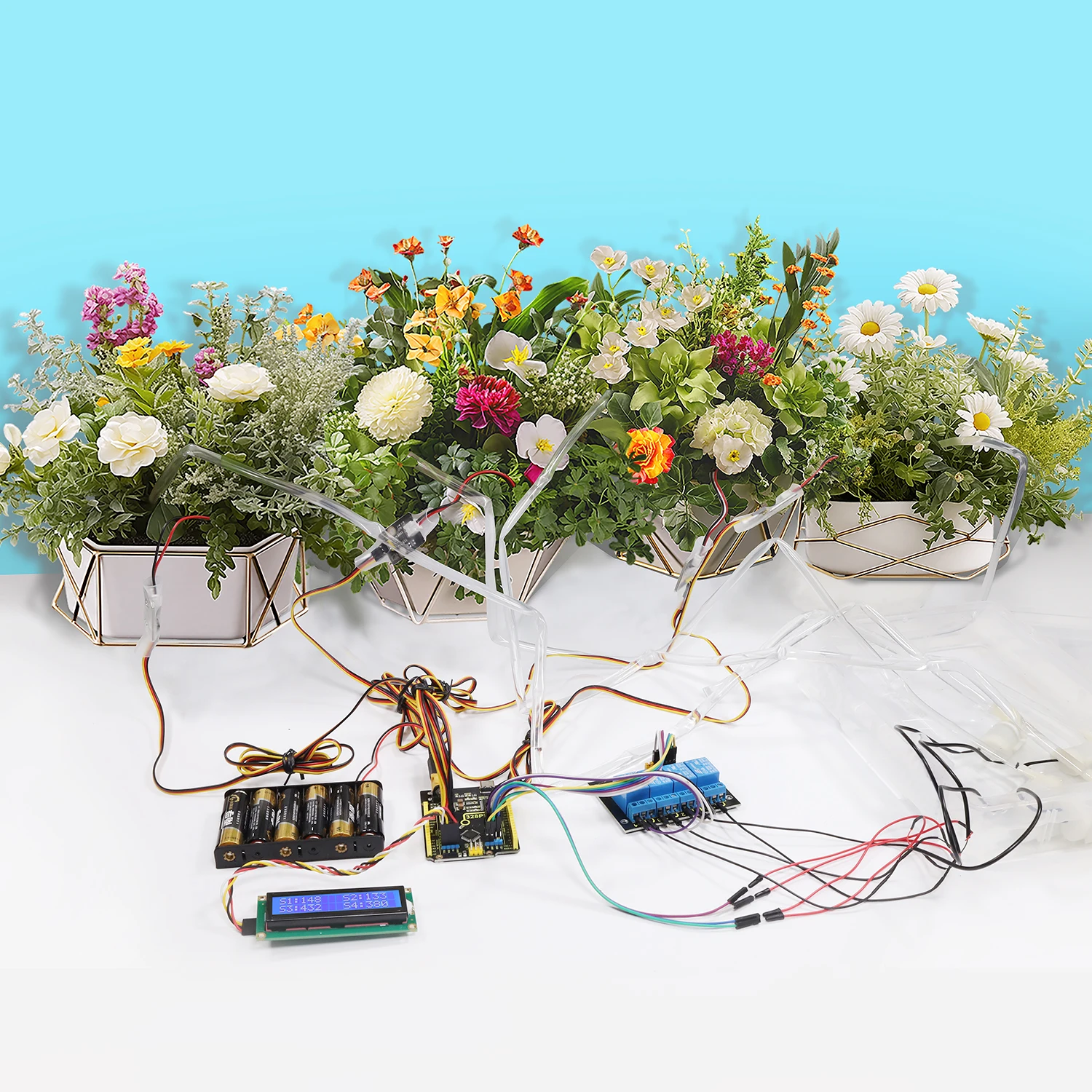 Keyestudio STEM UNO Projects DIY Automatic Electronic Watering Kit For Arduino C Programming 1602 LCD Dispaly