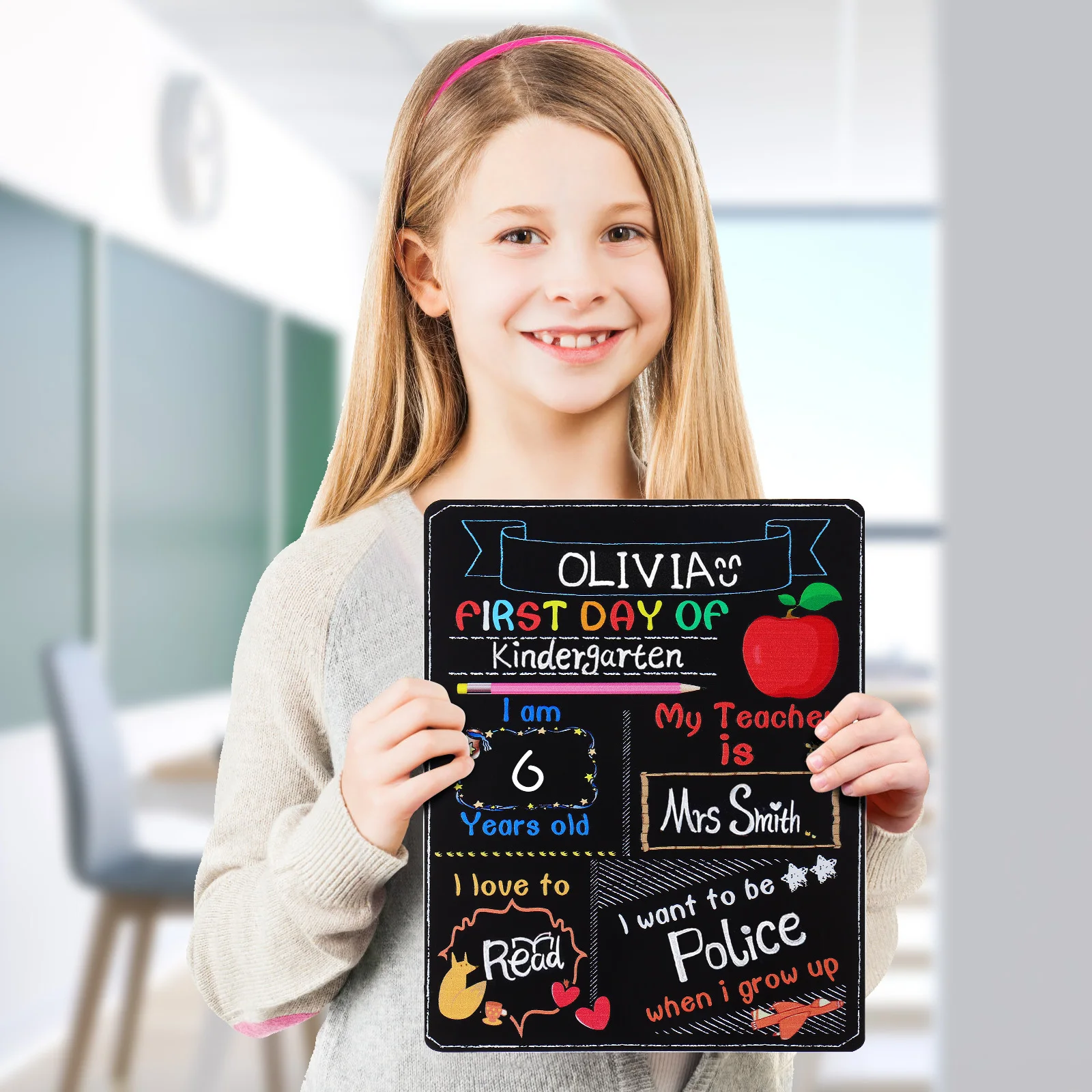 Back to School Chalkboard Double Sided Student Chalkboards Color Printing Decorative Sign Long Lasting