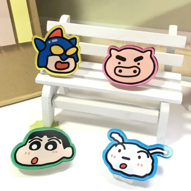 Anime Crayon Shin Chan Note Holder Cartoon Clip Student Stationery Kawaii Single Sided Clip Test Paper Bag Decorate Wholesale