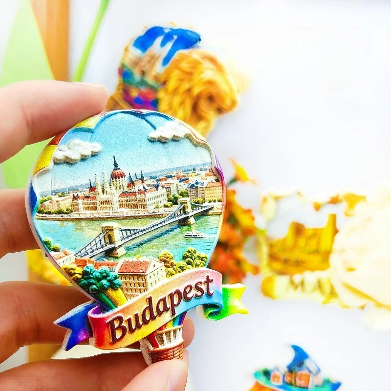 Budapest Hungary Fridge Magnet - Iconic 3D Hot Air Balloon Souvenir Unique Aerial View Gift for Travel & Romantic Home Decor