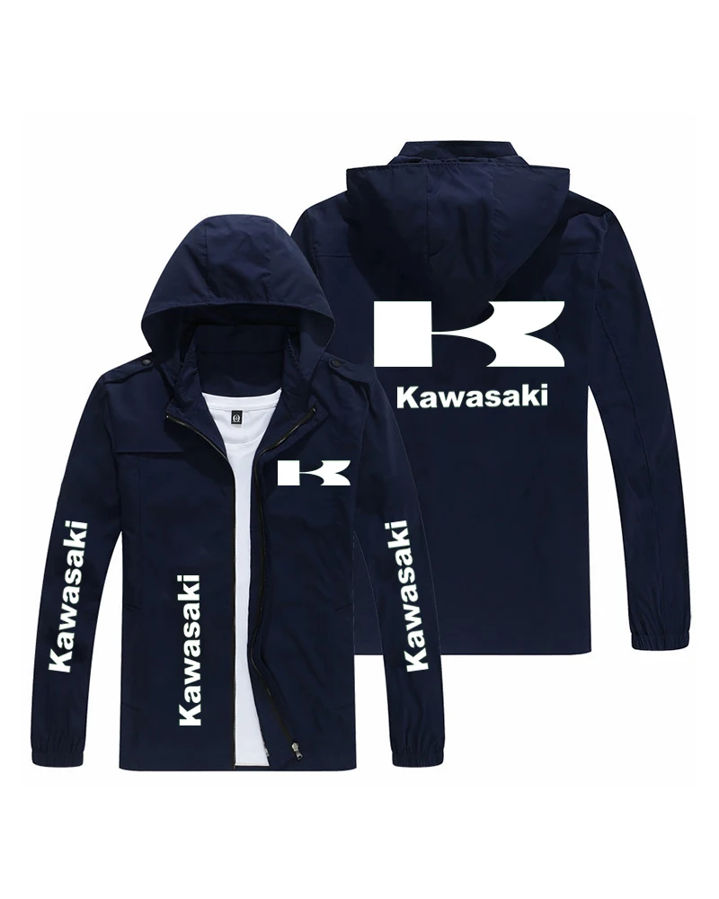 

Трансграничная мужская гоночная спортивная куртка Kawasaki с капюшоном, повседневная свободная куртка унисекс с принтом, куртка