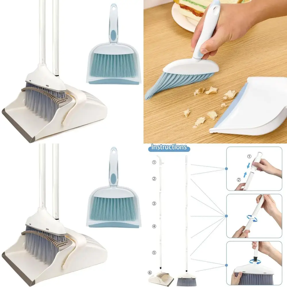

Long Handled Broom and Dustpan Combo, 61 Sweeping Set for Home, Kitchen, Office, and More